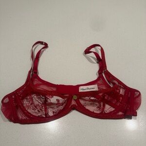 Red Agent Provocateur bra with gold hardware. 36B. Runs small